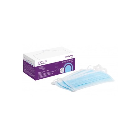 Ιατρική Μάσκα 3ply Type II με λάστιχο Soft Care  - Δετή - Μπλε