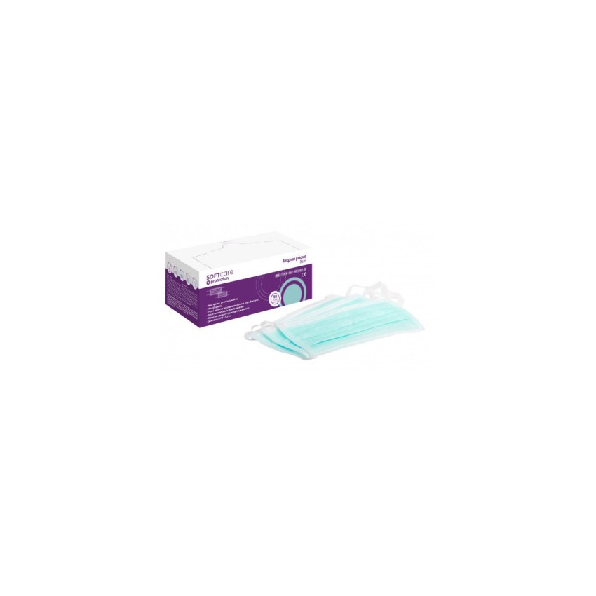 Ιατρική Μάσκα 3ply Type II με λάστιχο Soft Care  - Δετή - Πράσινη