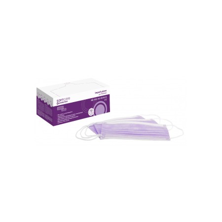 Ιατρική Μάσκα 3ply Type II με λάστιχο Soft Care  - Λιλά