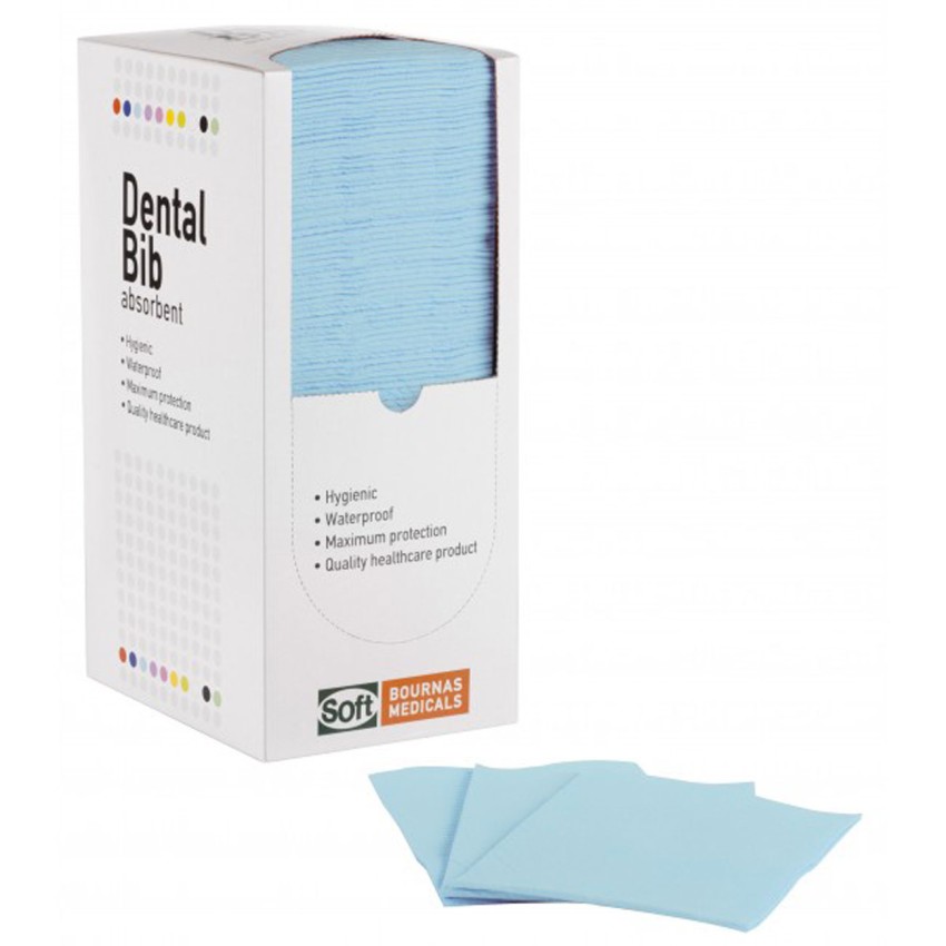 Οδοντιατρική πετσέτα bib 125τεμ με dispenser γαλάζιο
