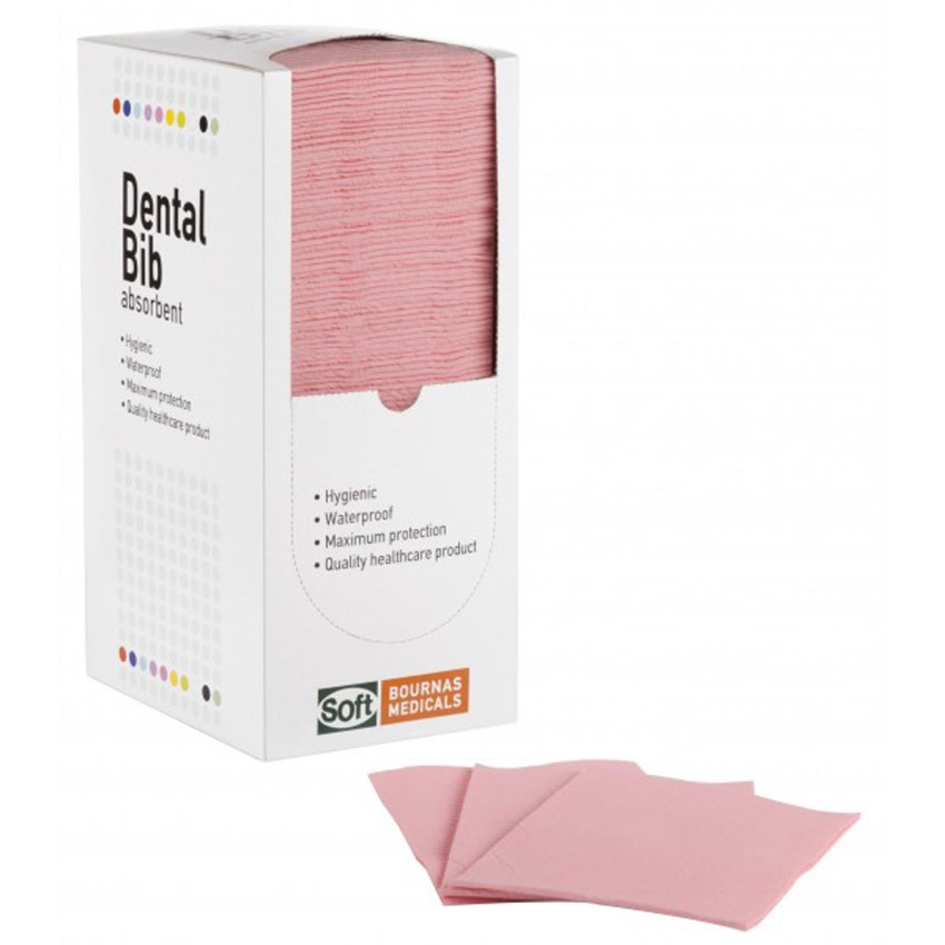 Οδοντιατρική πετσέτα bib 125τεμ με dispenser - ροζ
